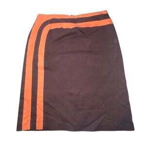 Russell Scott Signature Womens Brown & Orange Striped Pencil Skirt Size 6 Retro